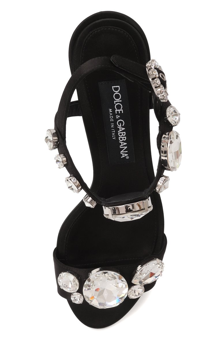 Женские текстильные босоножки keira 60 DOLCE & GABBANA черного цвета, арт. CR1801/A9T43 | Фото 6 (Материал внутренний: Натуральная кожа; Каблук высота: Средний; Материал внешний: Текстиль; Подошва: Плоская; Драгоценные камни: Проставлено; Материал сплава: Проставлено; Каблук тип: Устойчивый)