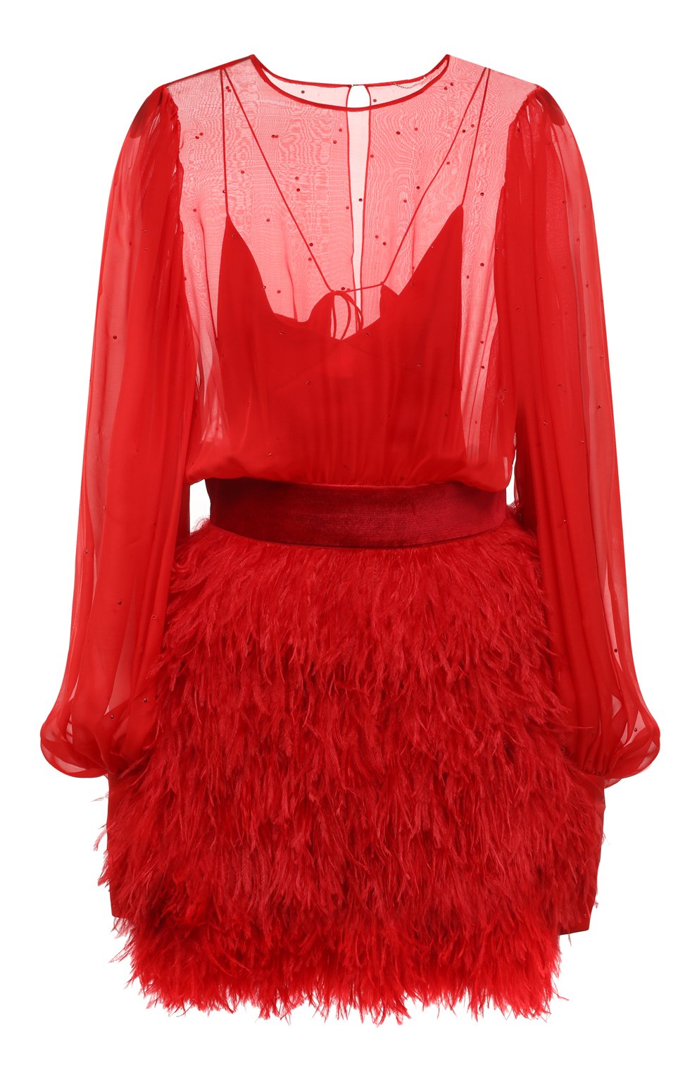Шелковое платье с отделкой перьями YANA DRESS, арт. 1-23/5-699-4306, фото 1