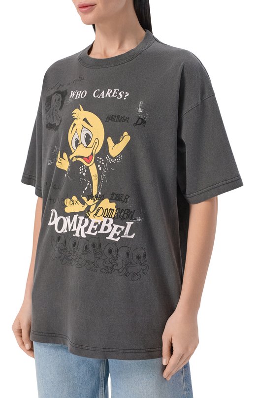 Хлопковая футболка DOMREBEL WH0 CARES/T-SHIRT Серый  WH0 CARES/T-SHIRT Фото 3