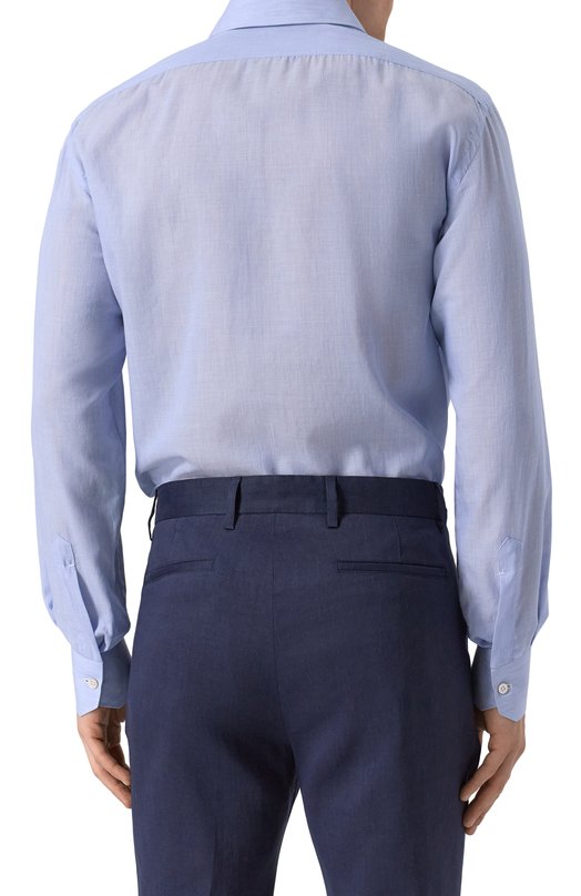 Хлопковая сорочка Kiton UCIH0920402 Голубой  UCIH0920402 Фото 4