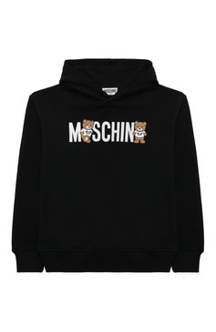 Детский хлопковое худи MOSCHINO черного цвета, арт. HUF07I/LCA58/10A-14A | Фото 1 (Рукава: Длинные; Материал сплава: Проставлено; Материал внешний: Хлопок; Драгоценные камни: Проставлено; Девочки Кросс-КТ: Худи-одежда)