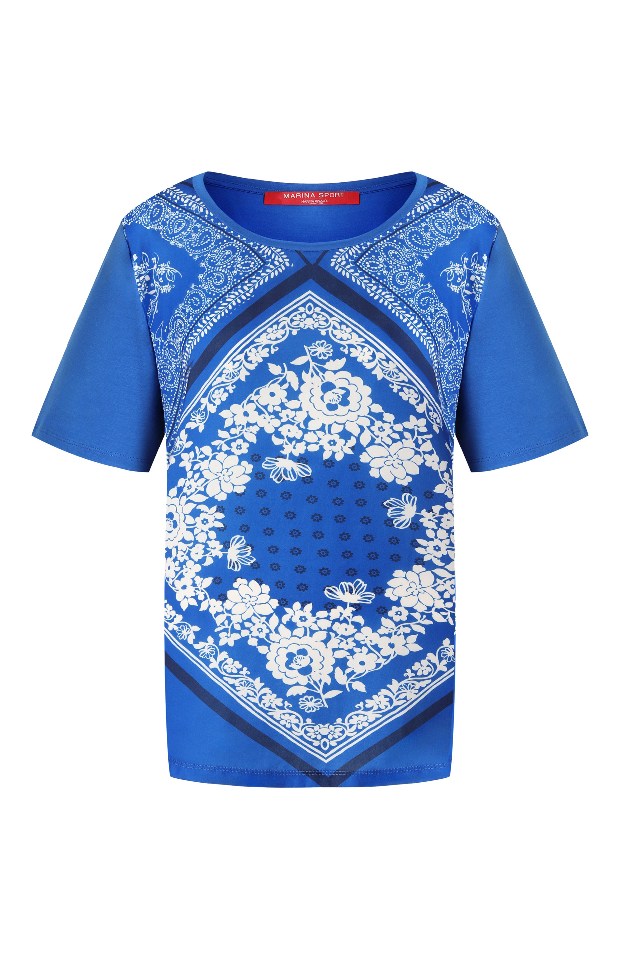 Футболка из вискозы MARINA SPORT синего цвета по цене 15250 руб., арт. UBI, фото 1 Футболка из вискозы MARINA SPORT, арт. UBI, фото 1