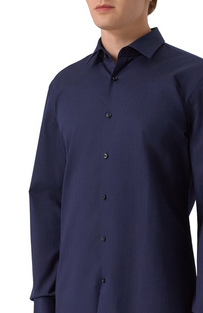 Хлопковая рубашка HUGO темно-синего цвета по цене 12500 руб., арт. 50545013, фото 5 Хлопковая рубашка HUGO, арт. 50545013, фото 5