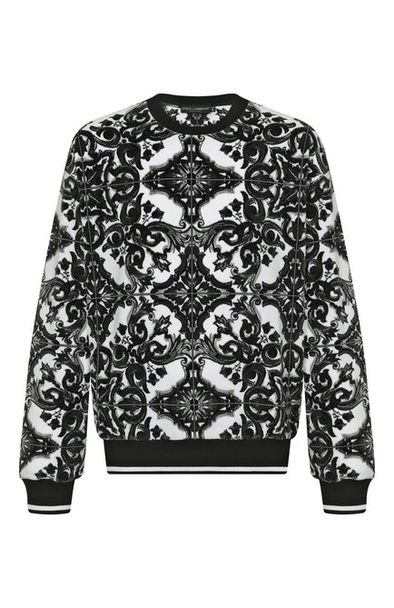 Мужской хлопковый свитшот DOLCE & GABBANA черно-белого цвета, арт. G9AHST/HJMP9 | Фото 1 (Рукава: Длинные; Автоматизация ТО: Проставлено; Автоматизация состава: Проставлено; Длина (для топов): Стандартные; Материал внешний: Хлопок)