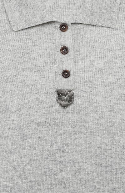 Поло из кашемира и вискозы BRUNELLO CUCINELLI светло-серого цвета по цене 63650 руб., арт. B9AM81805B, фото 3 Поло из кашемира и вискозы BRUNELLO CUCINELLI, арт. B9AM81805B, фото 3