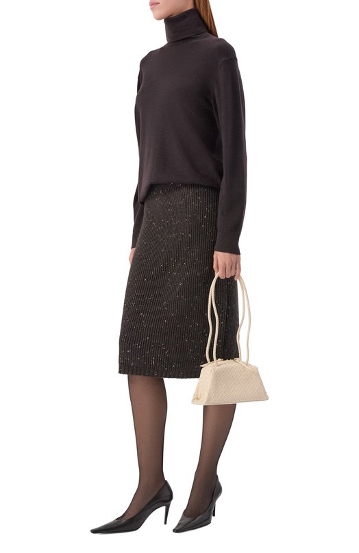 Шерстяная юбка Bottega Veneta 793108/V5LV0 Коричневый  793108/V5LV0 Фото 2