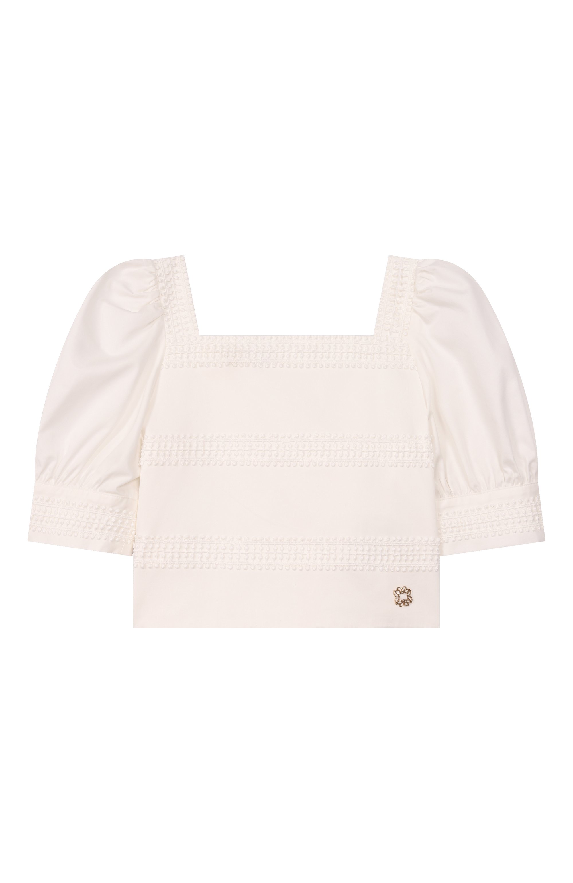 Хлопковый топ ELIE SAAB JUNIOR кремового цвета по цене 45400 руб., арт. EFTP025/TS0724_001, фото 1 Хлопковый топ ELIE SAAB JUNIOR, арт. EFTP025/TS0724_001, фото 1