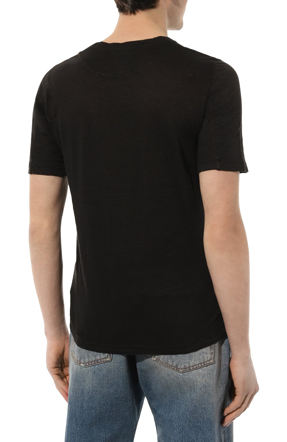 Льняная футболка 120% LINO черного цвета по цене 18150 руб., арт. 31ALIM7186/000E908/S00, фото 4 Льняная футболка 120% LINO, арт. 31ALIM7186/000E908/S00, фото 4