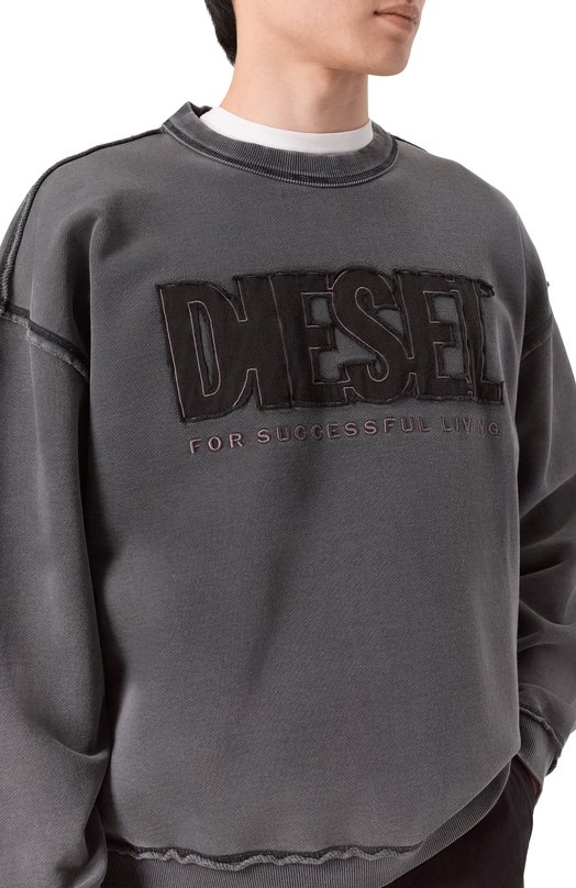 Хлопковый свитшот Diesel A20463/0KMAG Серый  A20463/0KMAG Фото 5