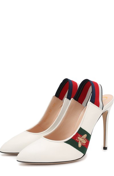 Кожаные туфли с ремешком на шпильке GUCCI, арт. 525942/0HEN0, фото 1