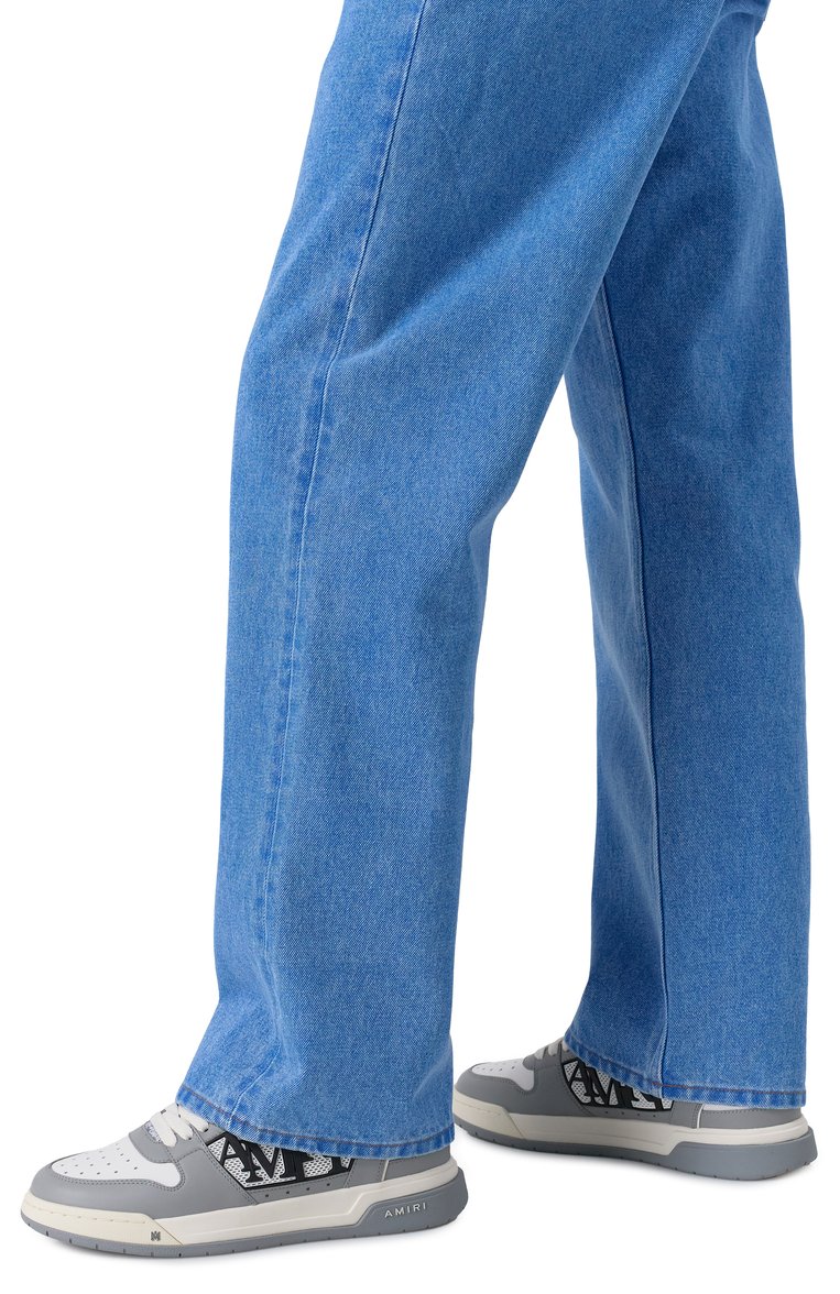 Мужские кожаные кеды classic AMIRI серого цвета, арт. AMF0SR1088 | Фото 3 (Подошва: Массивная; Материал внутренний: Текстиль; Материал внешний: Натуральная кожа; Материал утеплителя: Без утеплителя; Стили: Классический; Кросс-КТ: Низкие)