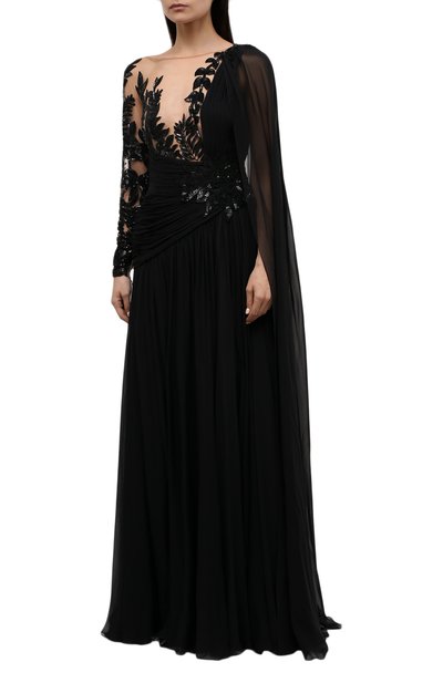Шелковое платье с отделкой пайетками ZUHAIR MURAD, арт. DRS21020/CHSI020, фото 3