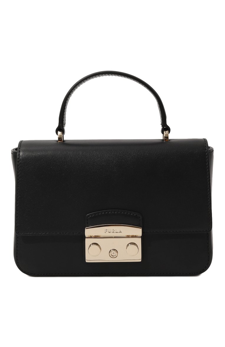 Женская сумка metropolis mini FURLA черного цвета, арт. WB01066/AX0733 | Фото 1 (Сумки-технические: Сумки top-handle; Материал: Натуральная кожа; Материал сплава: Проставлено; Размер: mini; Ремень/цепочка: На ремешке; Драгоценные камни: Проставлено)