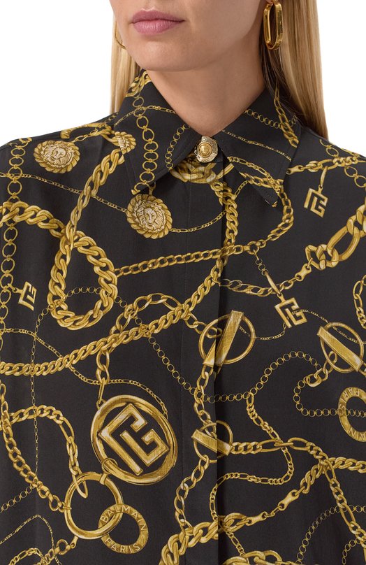 Шелковая рубашка Balmain FF1HS435/SF00 Чёрный  FF1HS435/SF00 Фото 5