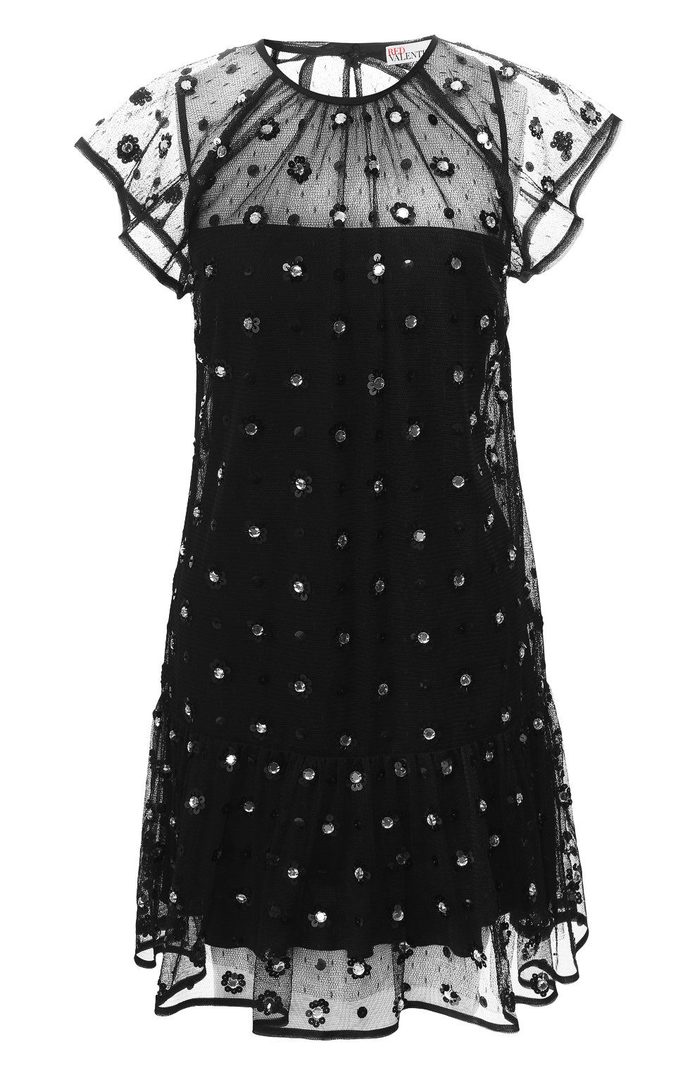 Платье с декоративной отделкой REDVALENTINO черного цвета по цене 72750 руб., арт. RR3VA01G/CRN, фото 1 Платье с декоративной отделкой REDVALENTINO, арт. RR3VA01G/CRN, фото 1