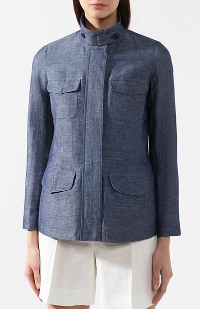 Жакет из смеси льна и хлопка LORO PIANA синего цвета по цене 199500 руб., арт. FAI5977, фото 3 Жакет из смеси льна и хлопка LORO PIANA, арт. FAI5977, фото 3