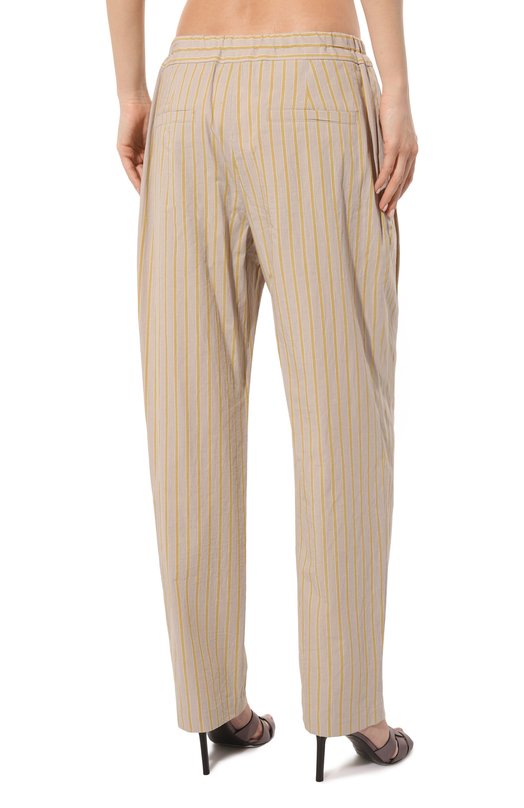 Брюки из хлопка и льна Brunello Cucinelli MH564B1312 Бежевый  MH564B1312 Фото 4