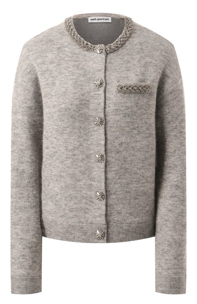 Женский кардиган из вискозы и шерсти SELF-PORTRAIT, арт. AW24-064C-GR