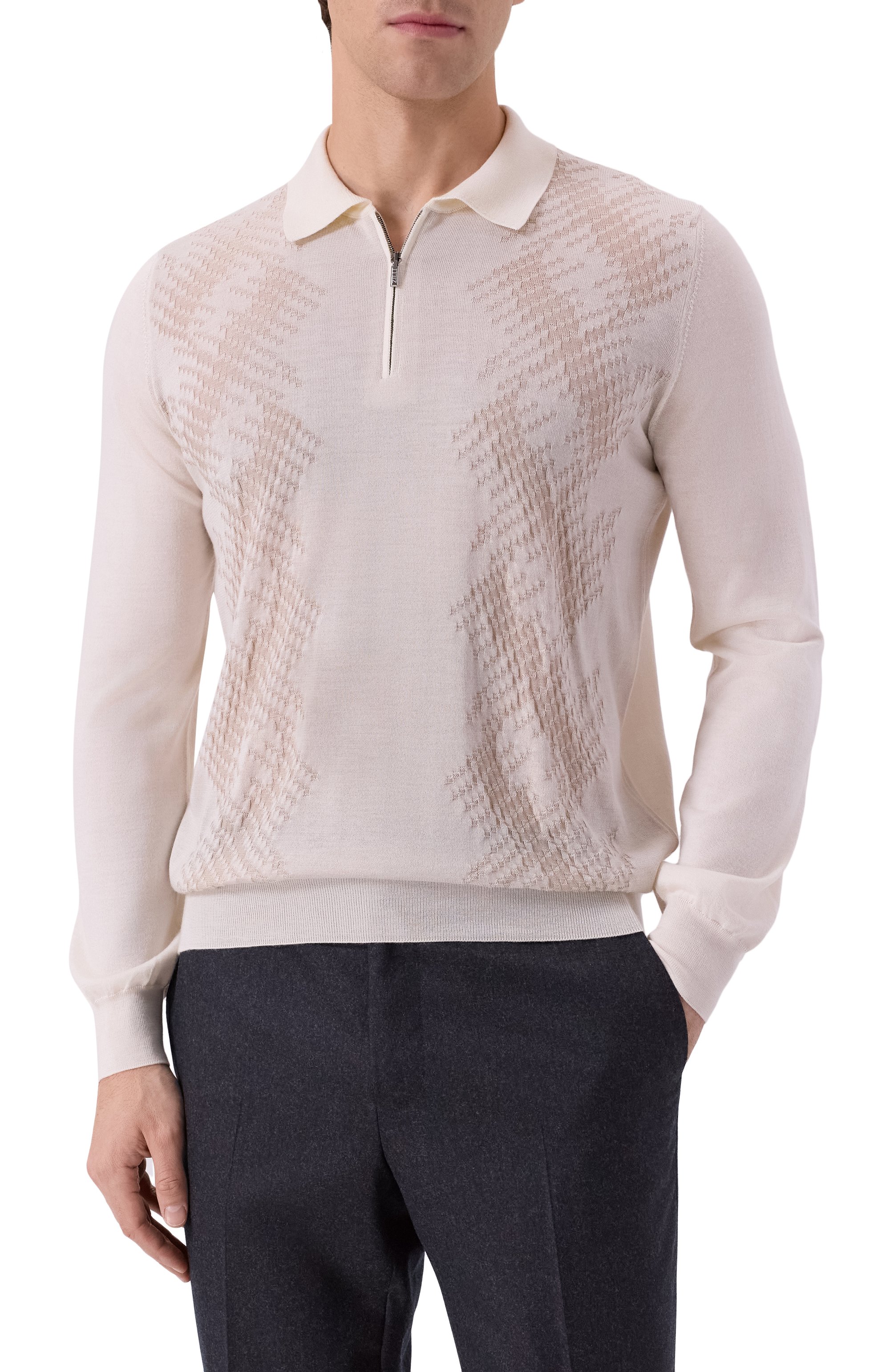 Поло из кашемира и шелка ZILLI кремового цвета по цене 152000 руб., арт. KZP001M0330VRARU0, фото 3 Поло из кашемира и шелка ZILLI, арт. KZP001M0330VRARU0, фото 3