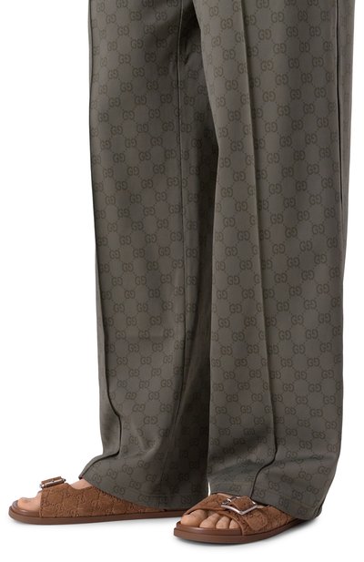 Замшевые шлепанцы GUCCI коричневого цвета по цене 125000 руб., арт. 840255/AADU0, фото 3 Замшевые шлепанцы GUCCI, арт. 840255/AADU0, фото 3