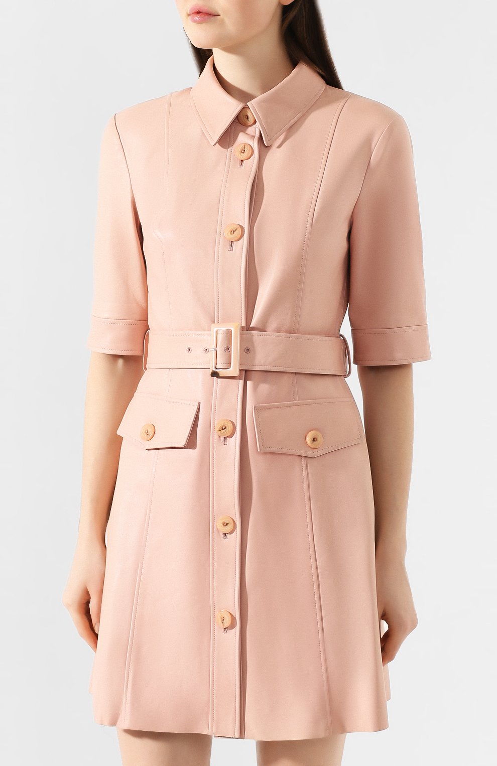 Кожаное платье DROME розового цвета по цене 141000 руб., арт. DPDA356P/D1098P, фото 3 Кожаное платье DROME, арт. DPDA356P/D1098P, фото 3