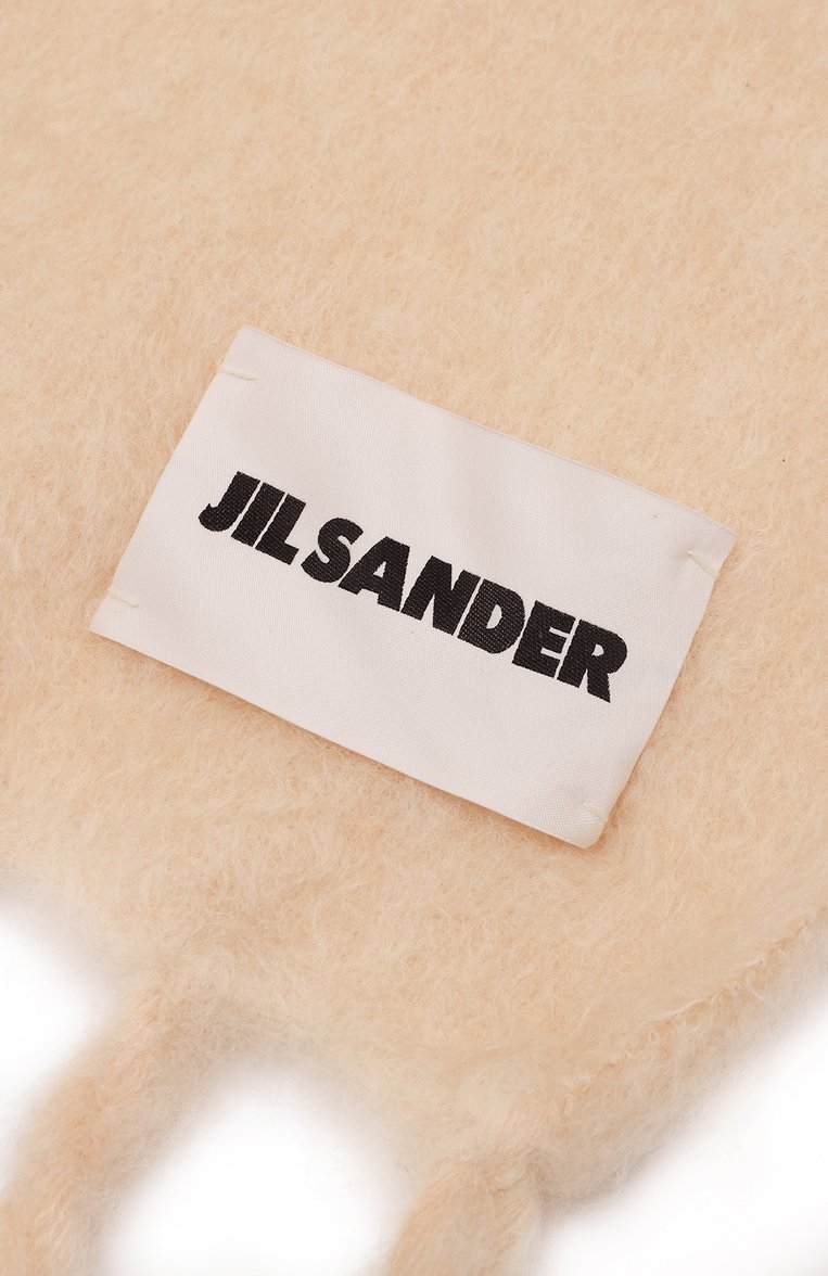 Женский шерстяной шарф JIL SANDER светло-розового цвета, арт. J52TE0014/J40041 | Фото 4 (Материал: Шерсть, Текстиль; Нос: Не проставлено; Материал сплава: Проставлено)