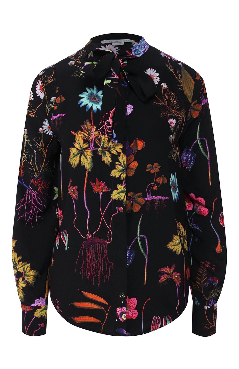 Шелковая рубашка STELLA MCCARTNEY черного цвета по цене 82700 руб., арт. 600347/S0A10, фото 1 Шелковая рубашка STELLA MCCARTNEY, арт. 600347/S0A10, фото 1