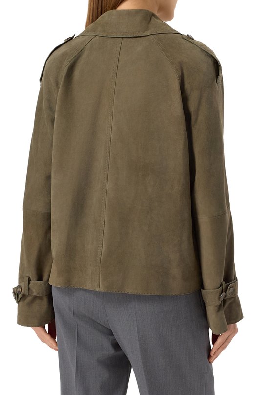 Замшевая куртка Weekend Max Mara 0BLAT0 Хаки  0BLAT0 Фото 4