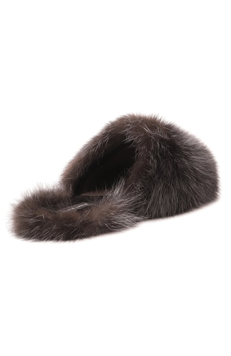 Женского домашние туфли enigma black из меха соболя BLACK SABLE коричневого цвета, арт. BS-24M/EB | Фото 5 (Подошва: Платформа; Драгоценные камни: Проставлено; Материал внешний: Натуральный мех; Материал сплава: Проставлено; Женское Кросс-КТ: тапочки-домашняя обувь; Материал внутренний: Натуральная кожа)