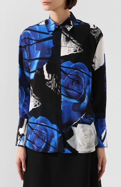 Шелковая рубашка ALEXANDER MCQUEEN синего цвета по цене 94950 руб., арт. 584781/QDAAA, фото 3 Шелковая рубашка ALEXANDER MCQUEEN, арт. 584781/QDAAA, фото 3