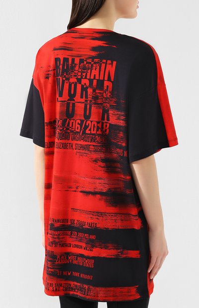Хлопковая футболка BALMAIN красного цвета по цене 69950 руб., арт. RF21010/I109, фото 4 Хлопковая футболка BALMAIN, арт. RF21010/I109, фото 4