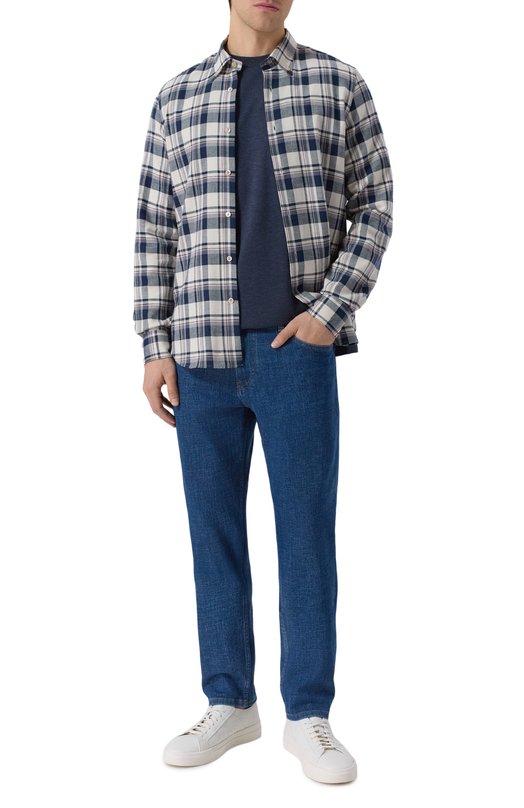 Футболка из лиоцелла и хлопка BOSS 50548962 Синий  50548962 Фото 2