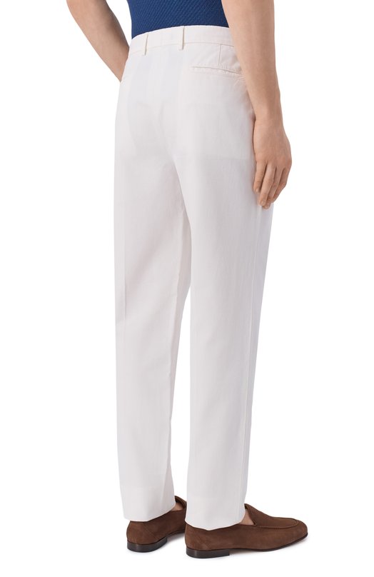 Хлопковые брюки Brunello Cucinelli M252DE1450 Белый  M252DE1450 Фото 4