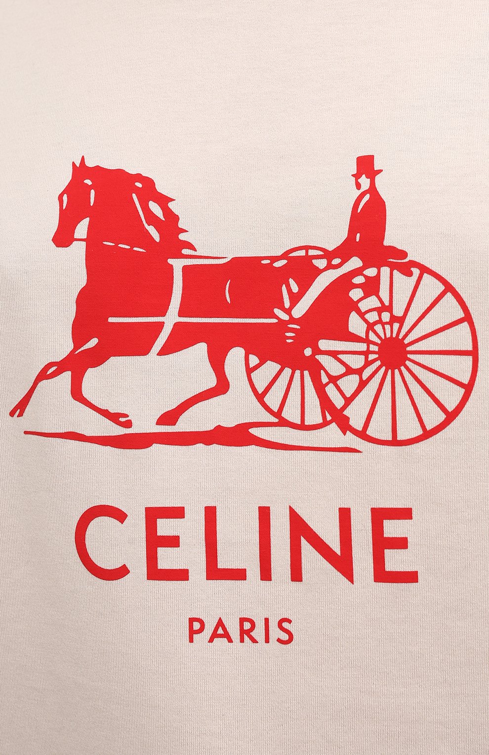 Хлопковая футболка CELINE бежевого цвета по цене 42400 руб., арт. 2X575671Q, фото 5 Хлопковая футболка CELINE, арт. 2X575671Q, фото 5