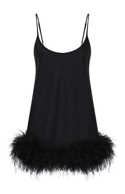 Шелковая сорочка с отделкой перьями EDOMO, арт. D001010FW2324, фото 1