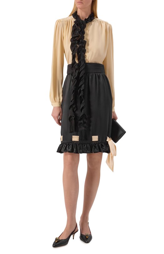 Атласная юбка Valentino 7B3RADT07S9 Чёрный  7B3RADT07S9 Фото 2