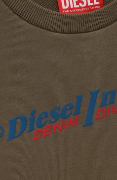 Детский хлопковый свитшот DIESEL хаки цвета, арт. J01456/0HERE | Фото 3 (Рукава: Длинные; Материал сплава: Проставлено; Материал внешний: Хлопок; Драгоценные камни: Проставлено; Мальчики Кросс-КТ: Свитшот-одежда)