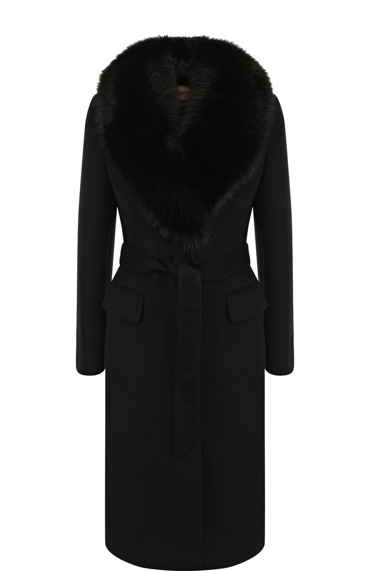 Кашемировое пальто с поясом и меховым воротником ROBERTO CAVALLI, арт. HQQ507/WH020, фото 1