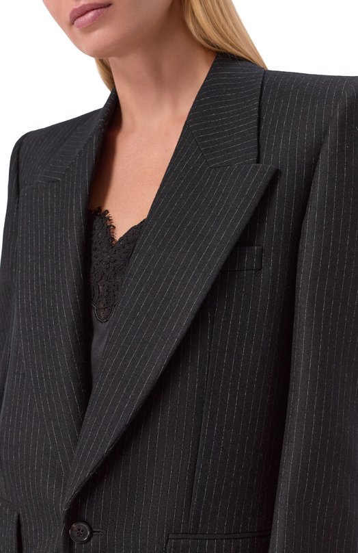 Шерстяной жакет Saint Laurent 758058/Y2F40 Чёрный  758058/Y2F40 Фото 5