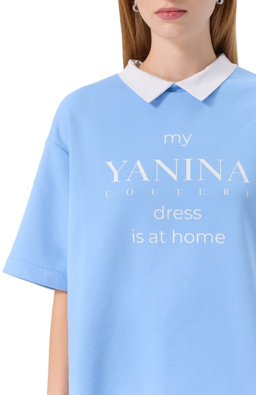 Хлопковая футболка YANINA 0-3073C Голубой  0-3073C Фото 5