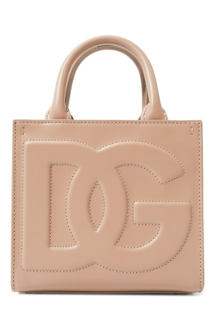 Женский сумка-шопер dg logo mini DOLCE & GABBANA бежевого цвета, арт. BB9479_BE9479/AW576_1 | Фото 1 (Материал: Натуральная кожа; Драгоценные камни: Проставлено; Ремень/цепочка: На ремешке; Размер: mini; Материал сплава: Проставлено)