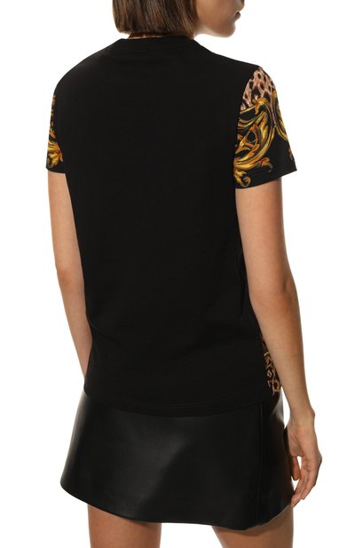 Хлопковая футболка VERSACE JEANS COUTURE, арт. 72HAH6A3-72DP613 PLACED JERSEY C0 PANEL LE0 BAR0QU, фото 4