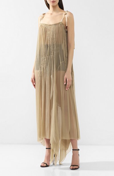 Шелковое платье ANN DEMEULEMEESTER хаки цвета по цене 193500 руб., арт. 1901-2300-P-106-061, фото 3 Шелковое платье ANN DEMEULEMEESTER, арт. 1901-2300-P-106-061, фото 3