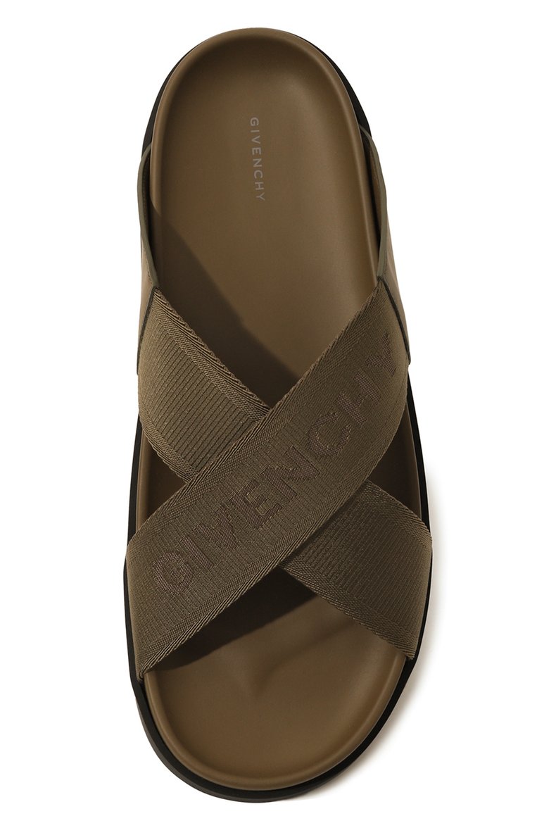 Мужские текстильные шлепанцы g plage GIVENCHY хаки цвета, арт. BH301ZH1H5 | Фото 6 (Нос: Не проставлено; Материал внутренний: Текстиль; Материал внешний: Текстиль)
