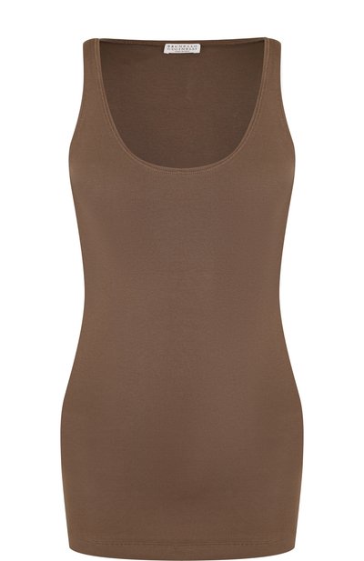 Женский однотонный хлопковый топ BRUNELLO CUCINELLI, арт. M0TC8B4400