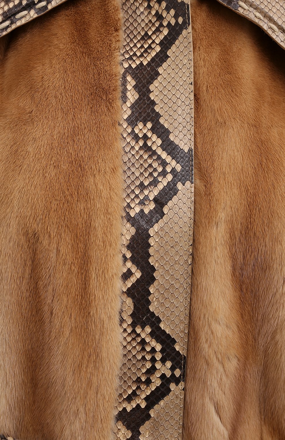 Шуба из норки с отделкой из кожи питона FENDI, арт. FNF75L AH0E/PRET, фото 5