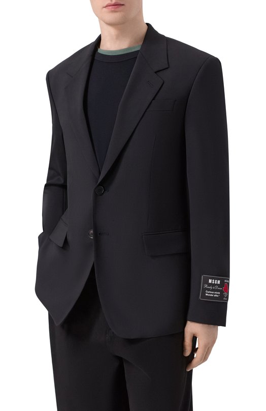 Шерстяной пиджак MSGM 3940MG08/257605 Чёрный  3940MG08/257605 Фото 3