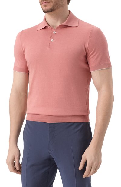 Хлопковое поло BRUNELLO CUCINELLI кораллового цвета по цене 74450 руб., арт. M29800125, фото 3 Хлопковое поло BRUNELLO CUCINELLI, арт. M29800125, фото 3