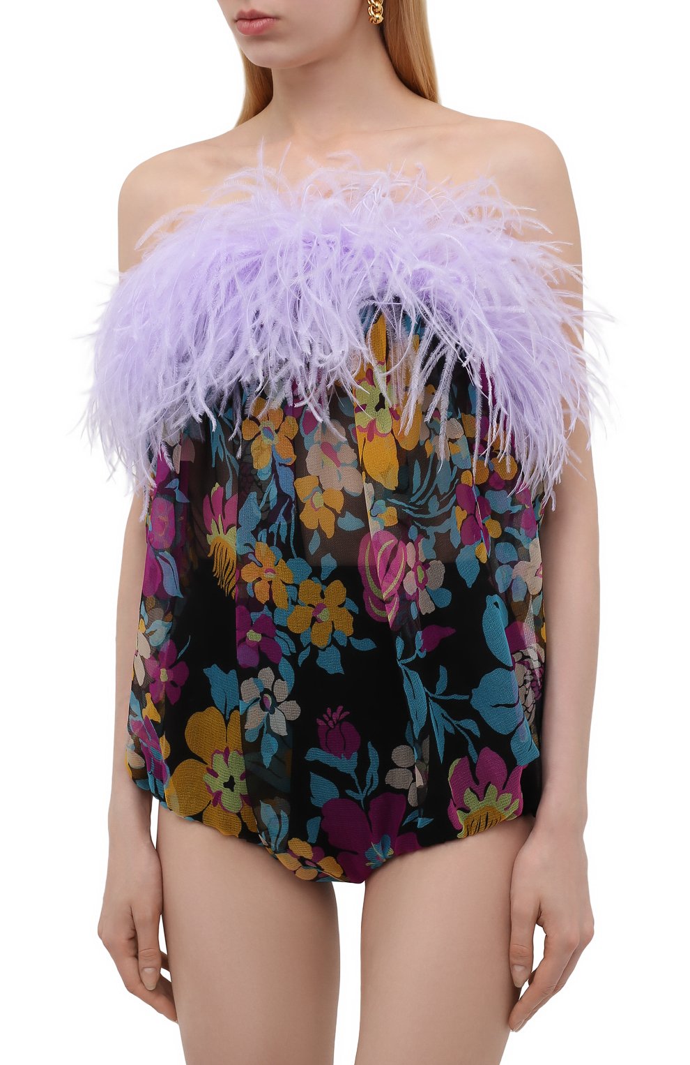 Шелковое боди SAINT LAURENT разноцветного цвета по цене 299500 руб., арт. 655736/Y6C99, фото 3 Шелковое боди SAINT LAURENT, арт. 655736/Y6C99, фото 3