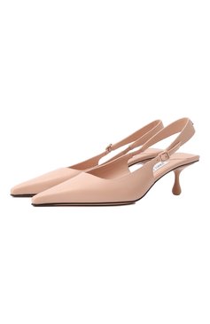 Женские кожаные туфли amel 50 JIMMY CHOO светло-розового цвета, арт. AMEL 50/NAP | Фото 1 (Подошва: Плоская; Драгоценные камни: Проставлено; Материал внешний: Натуральная кожа; Материал сплава: Проставлено; Каблук высота: Средний; Материал внутренний: Натуральная кожа; Каблук тип: Фигурный; Женское Кросс-КТ: Слингбэки)
